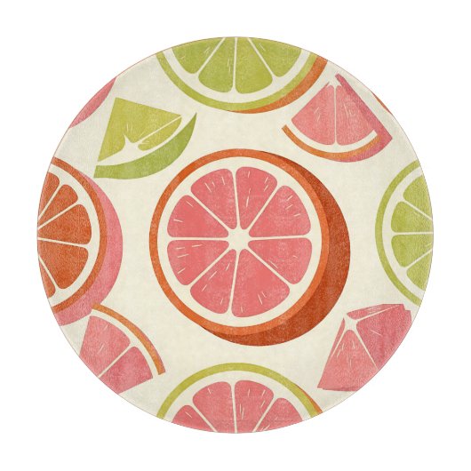 Planche À Découper Tranches de pamplemousse orange citron vert vibran (Devant)