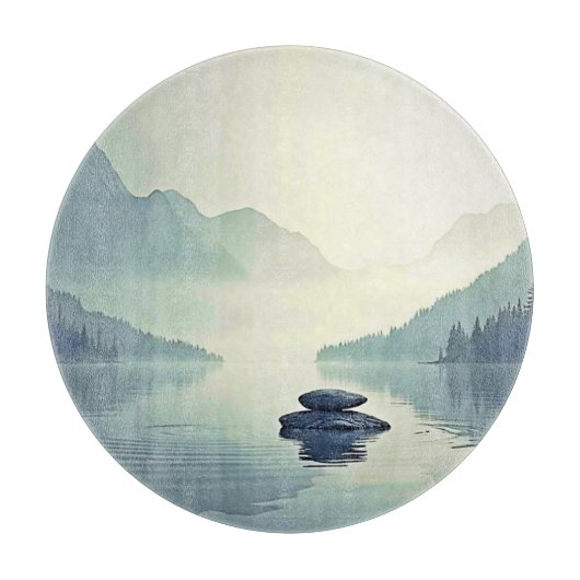 Planche À Découper Tranquil Mountain Lake Serenity (Devant)