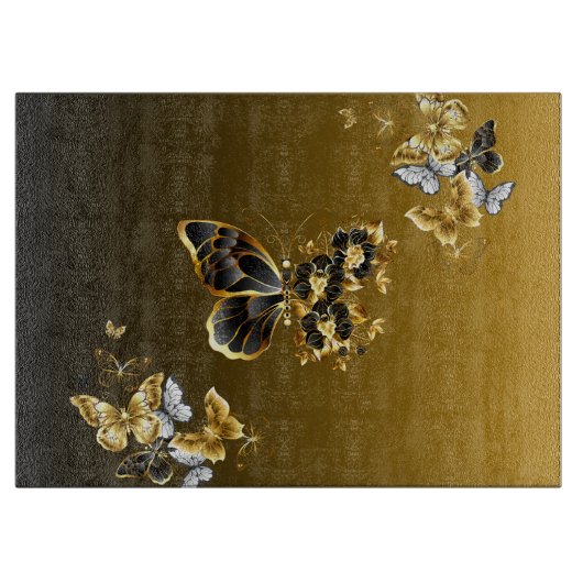Planche À Découper Transformation Dorée – Papillon Floral (Devant)