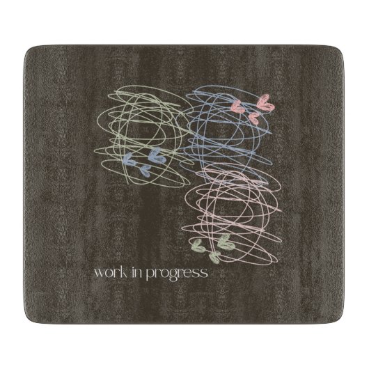 Planche À Découper Travail en cours - Scribble et Coeurs (Devant)