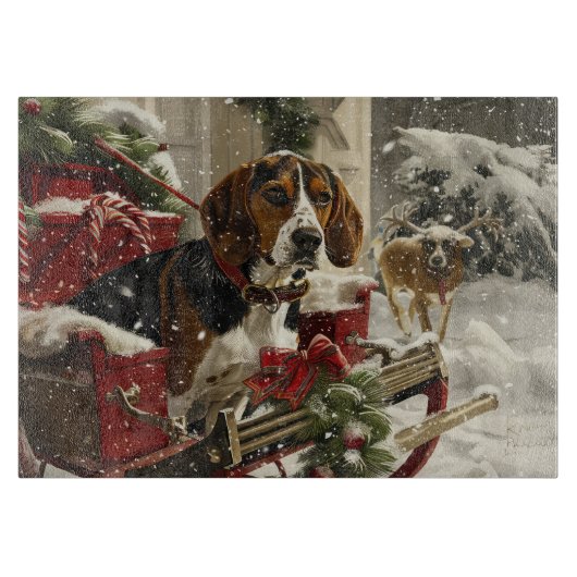 Planche À Découper Treeing Walker Coonhound Chien Noël Festif (Devant)