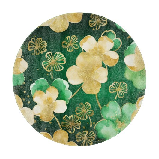 Planche À Découper Trèfle de la Saint-Patrick vert et or (Devant)
