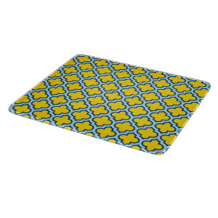 Planche À Découper Trellis jaune et bleu bébé, treillis, Quatrefoil