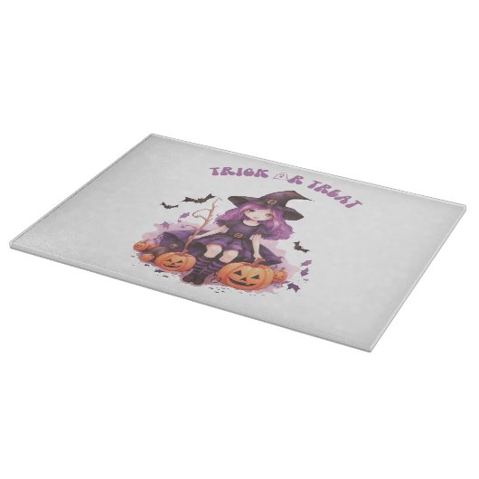 Planche À Découper Trick ou traiter la sorcière violette Citrouilles (Coin)