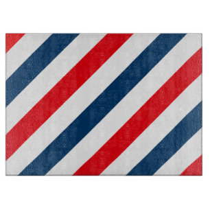 Planche À Découper Tricolor Diagonal Stripes (bleu, blanc et rouge)