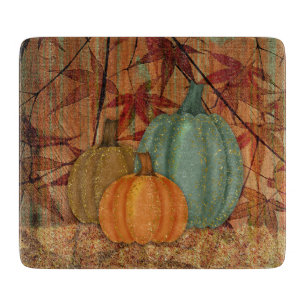 Planche À Découper Trio de citrouilles sarcelle, châtaigne et orange