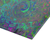 Planche À Découper Trippy Chartreuse et Blue Retro Liquid Swirl (Coin)