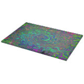 Planche À Découper Trippy Chartreuse et Blue Retro Liquid Swirl (Coin)