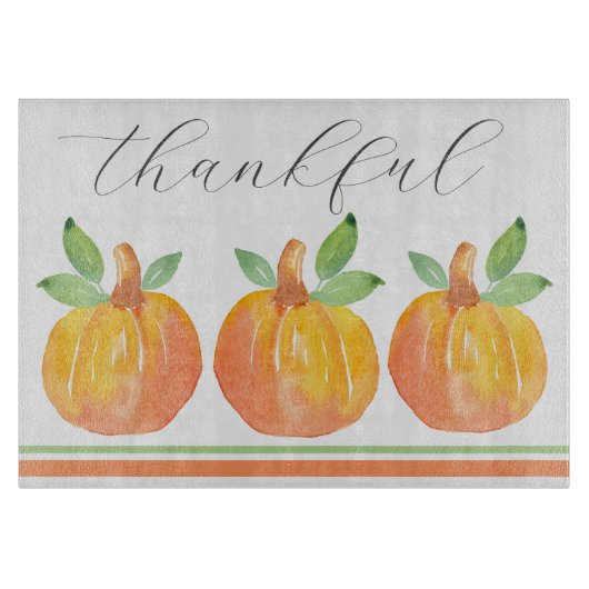 Planche À Découper Trois Citrouilles aquarelle 2 (Devant)