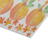Planche À Découper Trois Citrouilles d'aquarelle et Feuilles d'érable (Coin)