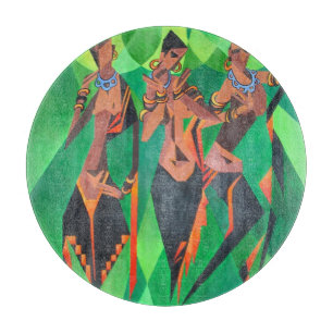 Planche À Découper Trois Femmes Noires Traditionnelles Ethniques Dans