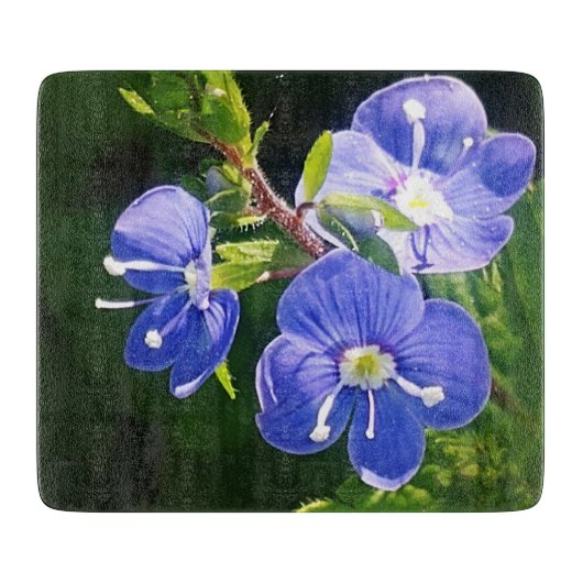 Planche À Découper Trois fleurs bleues (Devant)