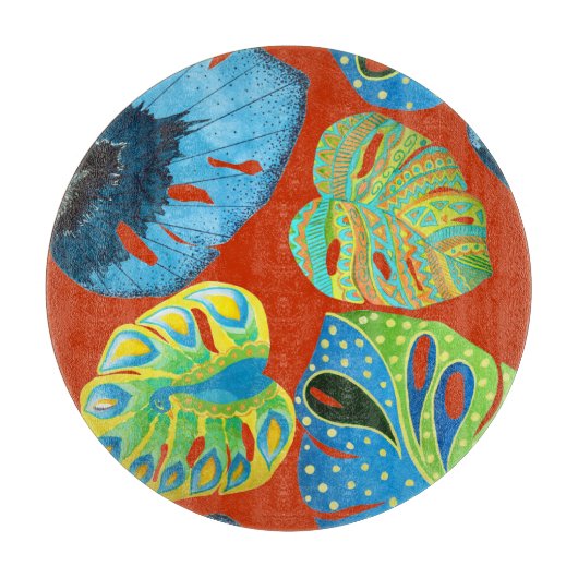 Planche À Découper Tropical Chic : Motif feutré sans joint. (Devant)