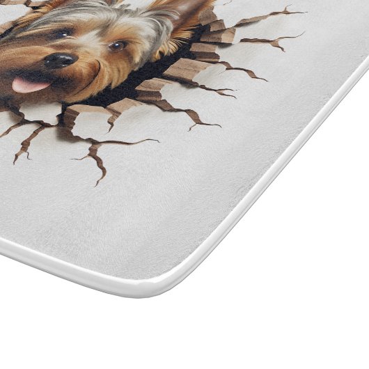 Planche À Découper Trou fissuré 3D Yorkshire Terrier (Coin)