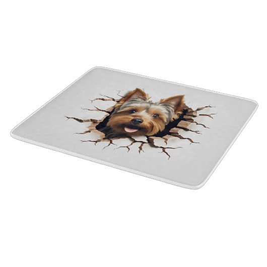Planche À Découper Trou fissuré 3D Yorkshire Terrier (Coin)