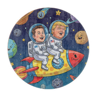 Planche À Découper Trump & Elon Space Adventure, Cosmic Journey