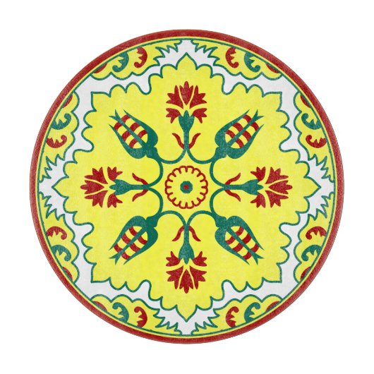 Planche À Découper Tulipe turque ottomane orientale rouge jaune vert (Devant)