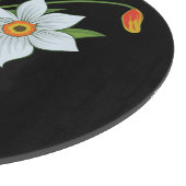 Planche À Découper Tulipes et jonquilles Fleurs Fond noir (Coin)