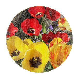 Planche À Découper Tulipes jaunes et rouges