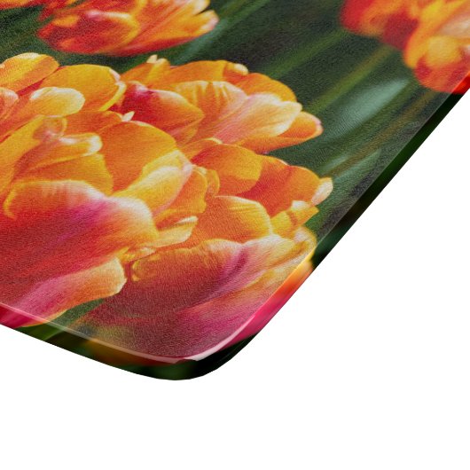 Planche À Découper Tulipes orange vif dans le parc (Coin)