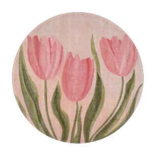 Planche À Découper Tulipes Painteté Jolie Rose