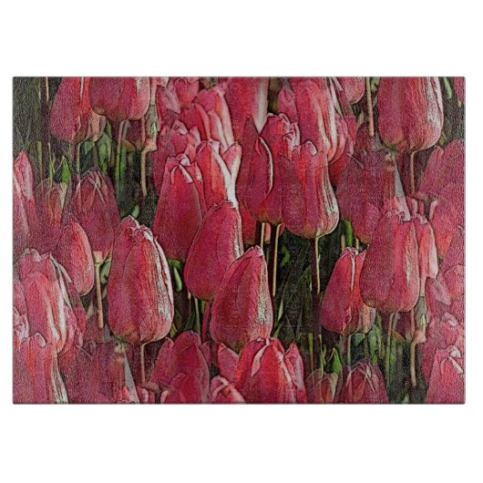 Planche À Découper Tulipes roses florales (Devant)