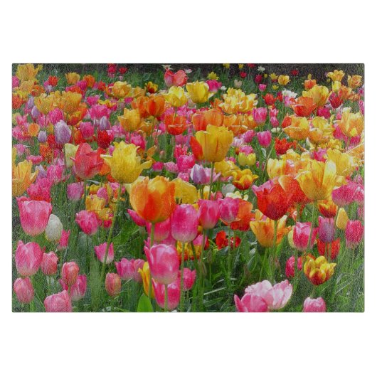Planche À Découper Tulipes roses jaunes de rouge orange (Devant)