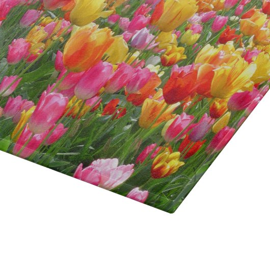 Planche À Découper Tulipes roses jaunes de rouge orange (Coin)