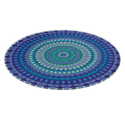 Planche À Découper Turquoise and teal blue mandala  (Coin)
