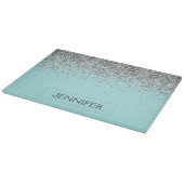 Planche À Découper Turquoise Aqua Blue Silver Parties scintillant Gir (Coin)