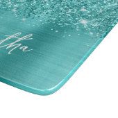 Planche À Découper Turquoise Bleu Pailleté Nom Glamour (Coin)
