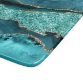 Planche À Découper Turquoise Blue Gold Marble Aqua Turquoise Cutboard (Coin)