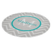 Planche À Découper Turquoise Chevron Monogram Cutboard (Coin)