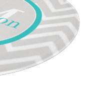 Planche À Découper Turquoise Chevron Monogram Cutboard (Coin)
