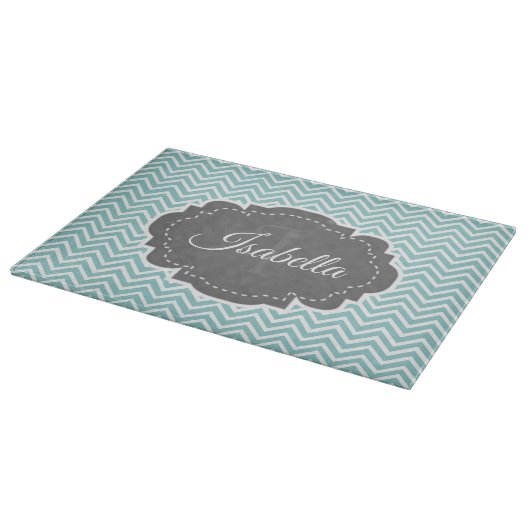 Planche À Découper Turquoise Chevron personnalisé (Coin)