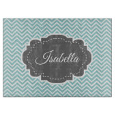 Planche À Découper Turquoise Chevron personnalisé (Devant)