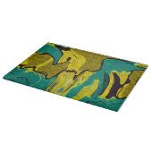 Planche À Découper Turquoise jaune moutarde Abstrait (Coin)