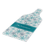 Planche À Découper Turquoise Navy Snowflake Motif Personnalisé (Coin)