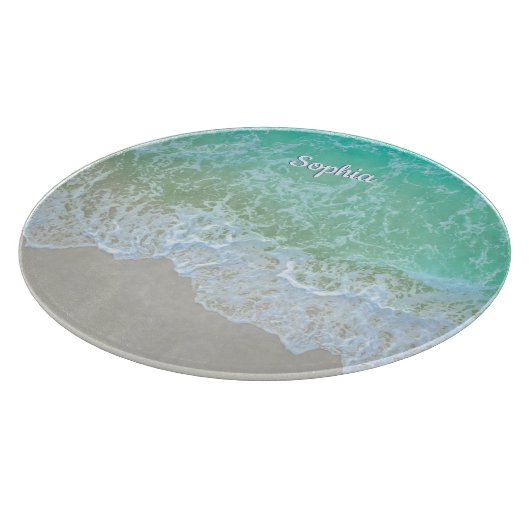 Planche À Découper Turquoise Ocean Wave, Personalize Nom ou Monogram (Coin)