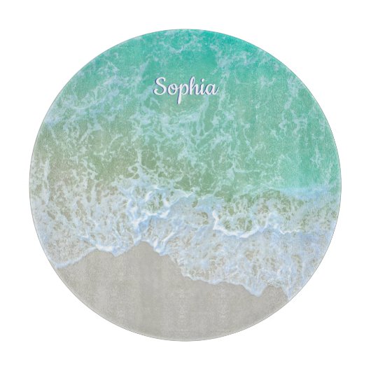Planche À Découper Turquoise Ocean Wave, Personalize Nom ou Monogram (Devant)