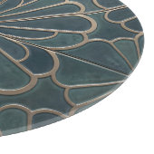 Planche À Découper Turquoise Or Fan Pattern Art Déco Géométrique (Coin)