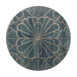 Planche À Découper Turquoise Or Fan Pattern Art Déco Géométrique