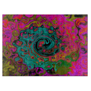 Planche À Découper Turquoise Trippeyante Abstrait Rétro Tourbillon Li