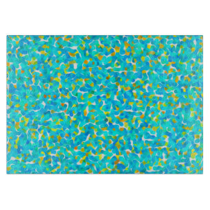 Planche À Découper Turquoise Vert Bleu Jaune Abstrait Motif