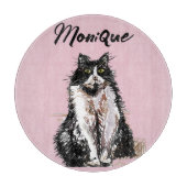 Planche À Découper Tuxedo Chat Cute Chats Noir Blanc Pastel Rose (Devant)