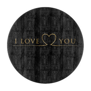 Planche À Découper Typographie dorée I Love You