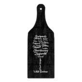 Planche À Découper Typographie du vin curieux en noir et blanc (Devant)