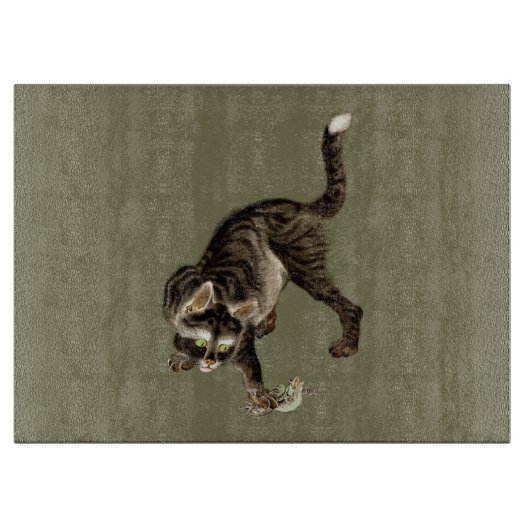 Planche À Découper Un chat japonais attrape une grenouille (Devant)