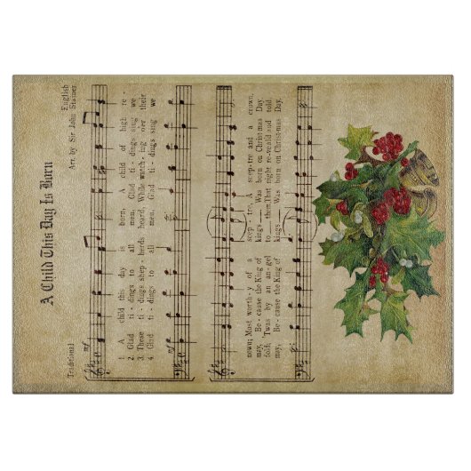 Planche À Découper "UN ENFANT CE JOUR EST NÉ" Verre (Devant)