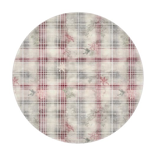 Planche À Découper Un Tartan de Noël Floral Design série #13 (Devant)